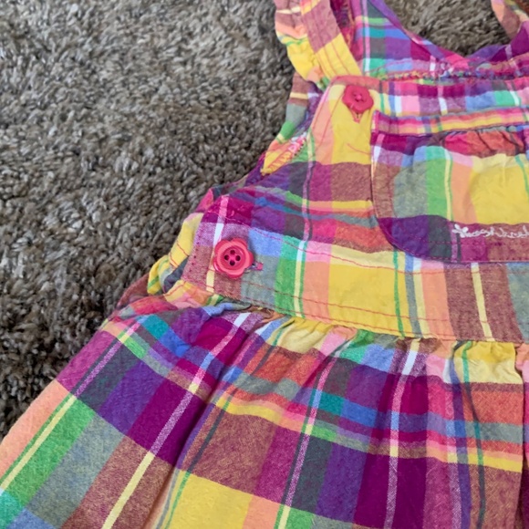 OshKosh B'gosh Pink Plaid Ruffle Trim Overalls Dress Sz.18m - Picture 4 of 9